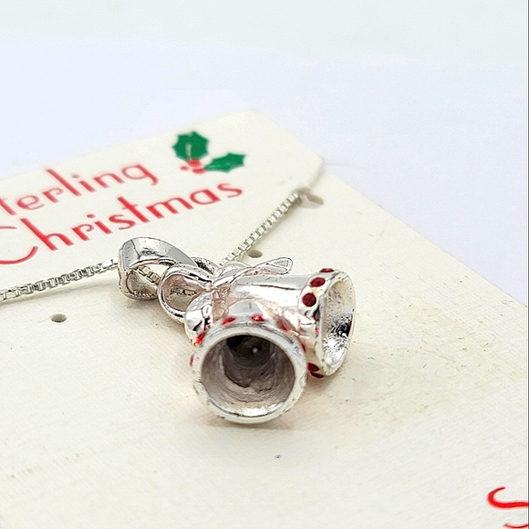Kohl's Sterling Christmas Sterling Silver Rhinestone Bells Pendant Necklace - Picture 5 of 6
